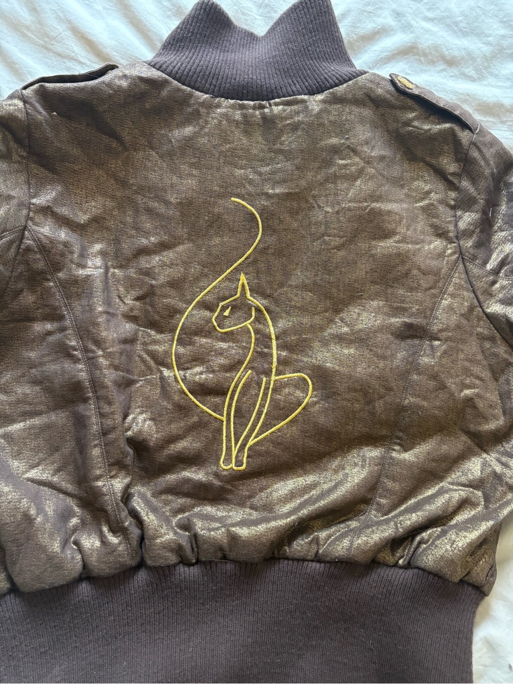 Y2K Baby Phat Metallic Brown Bomber Jacket - Picture 5 of 10